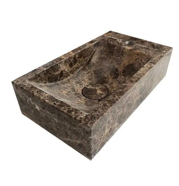 Marmeren wasbak Fontana Dark Emperador – Nieuw, Ophalen, Nieuw, Steen, Wastafel