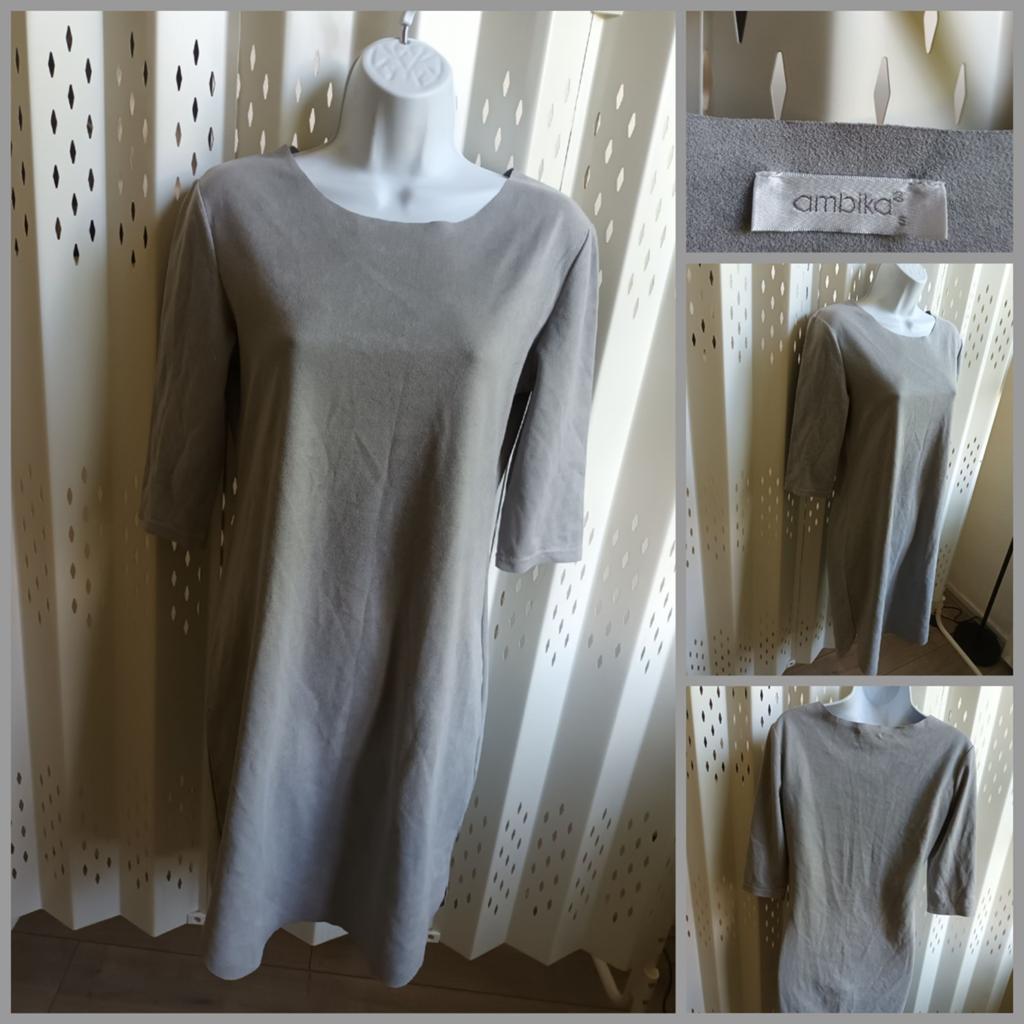 Ambika grijs fake-suède damesjurkje stretch maat S, Kleding | Dames, Jurken, Ophalen of Verzenden, Zo goed als nieuw, Maat 36 (S)