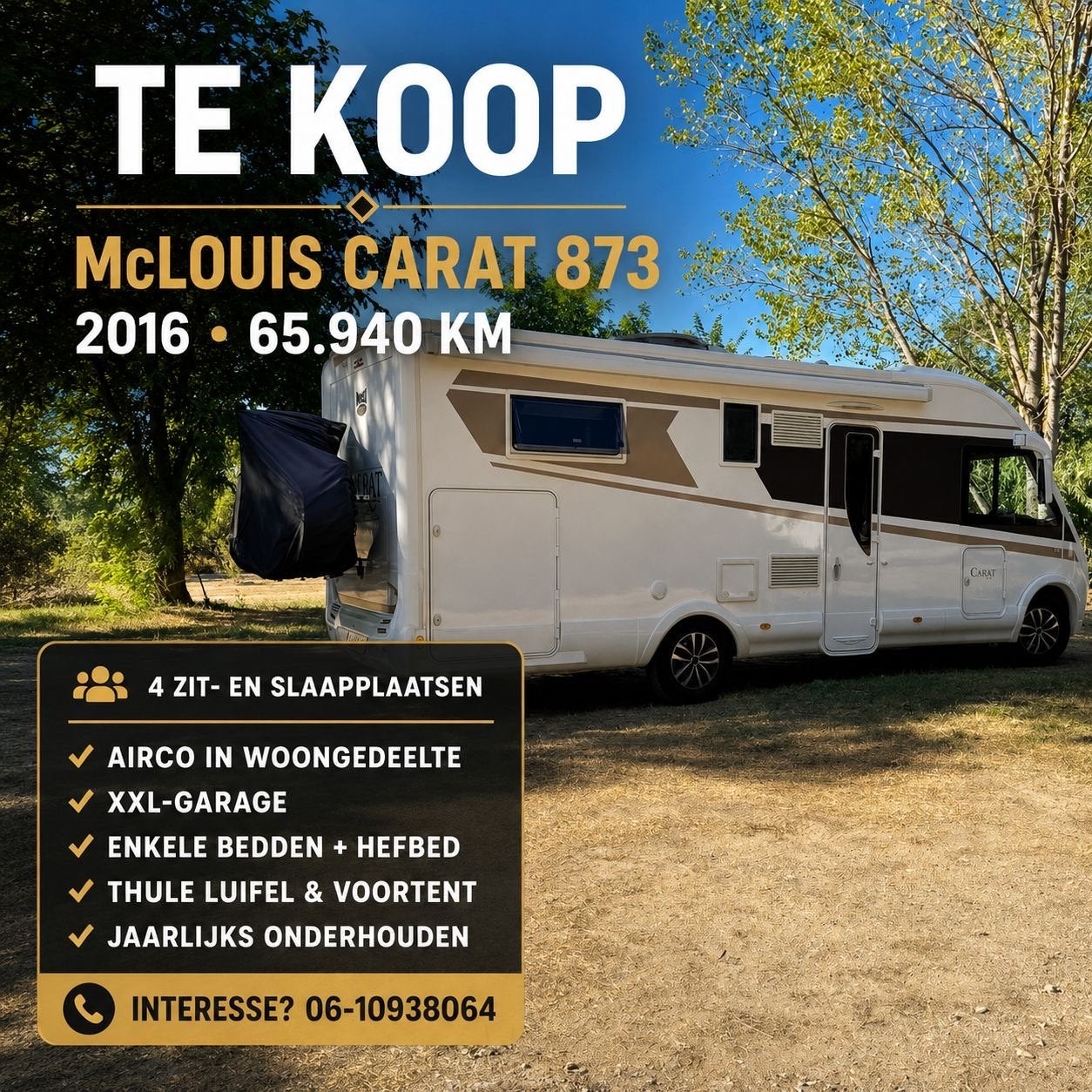 Mc Louis Carat 873 - Luxe camper met airco, Caravans en Kamperen, Campers, Integraal, Ringverwarming, Fiat, Buitenlamp
