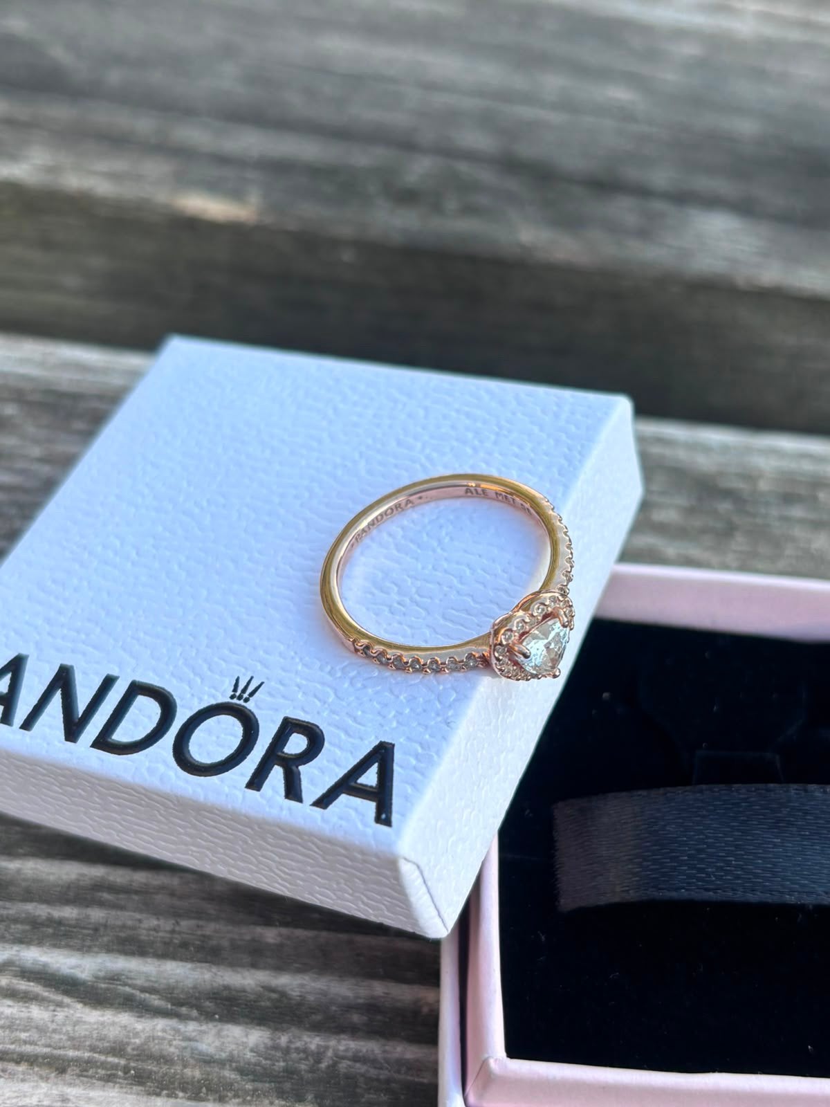 Pandora glinsterende verhoogde hartring, Sieraden, Tassen en Uiterlijk, Ophalen, Zo goed als nieuw, Zilver, Pandora