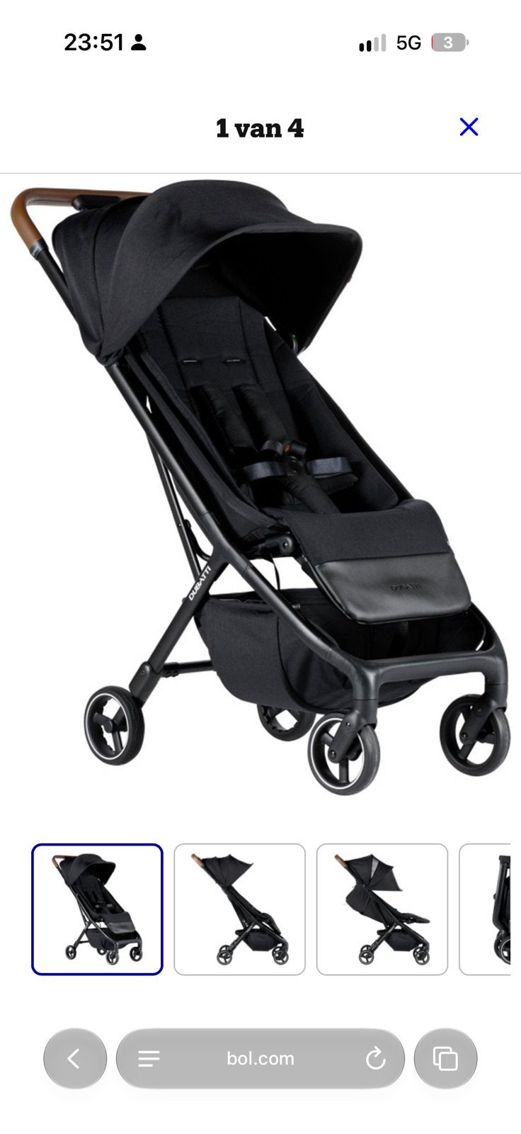 Dubatti Buggy Smart E2 Black/Brown, Ophalen, Gebruikt, Overige merken, Verstelbare rugleuning