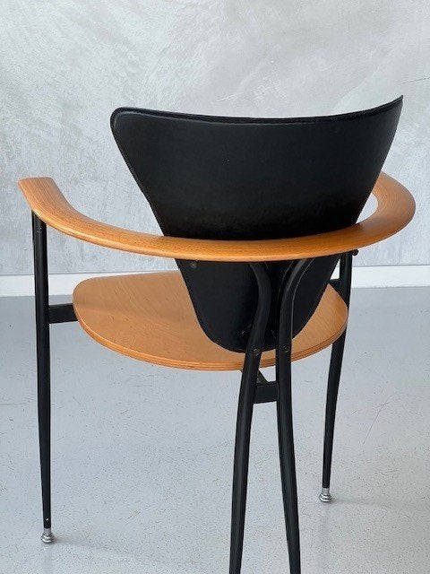 Jaren 80 eetkamerstoel vintage eettafelstoel postmodern, Hout, Gebruikt, ., Zwart