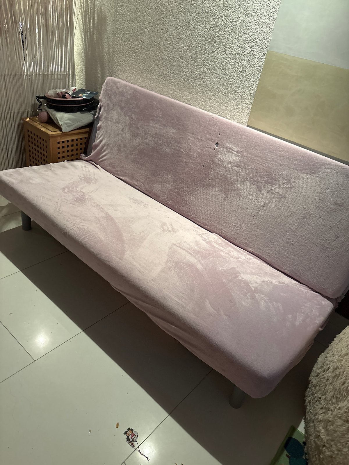 Grijze slaapbank/futon met afneembare hoes Ikea, Ophalen, Gebruikt, Tweepersoons, Overige maten