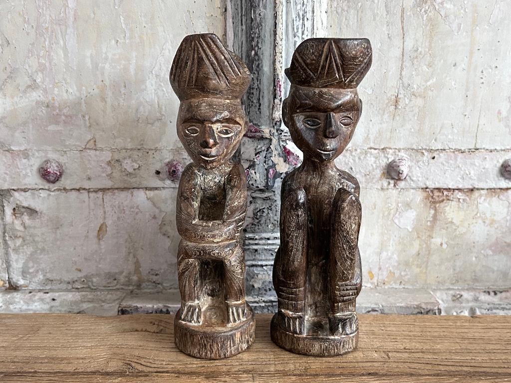 Mangbetu-beelden uit Congo - Afrikaans houtsnijwerk, Antiek en Kunst, Kunst | Beelden en Houtsnijwerken, Ophalen of Verzenden
