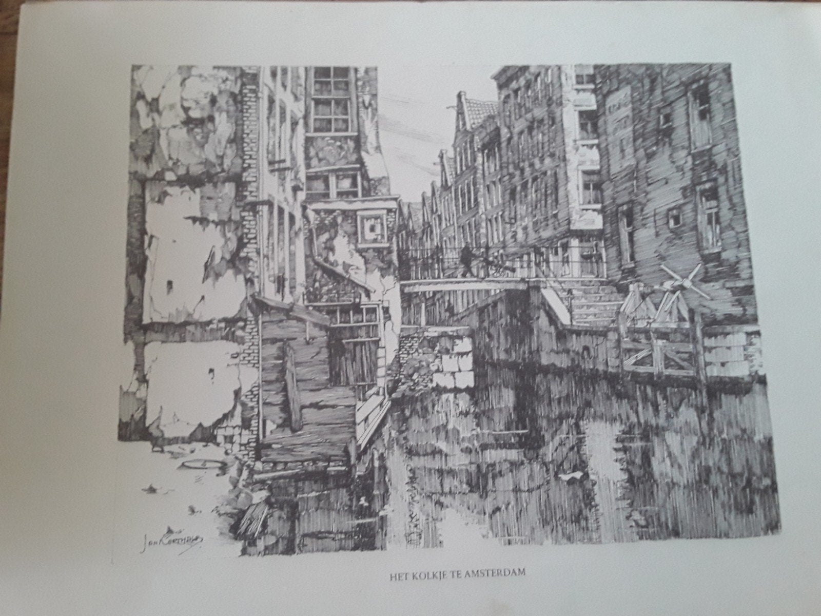 tekeningen oud Amsterdam, Antiek en Kunst, Kunst | Tekeningen en Foto's, Ophalen