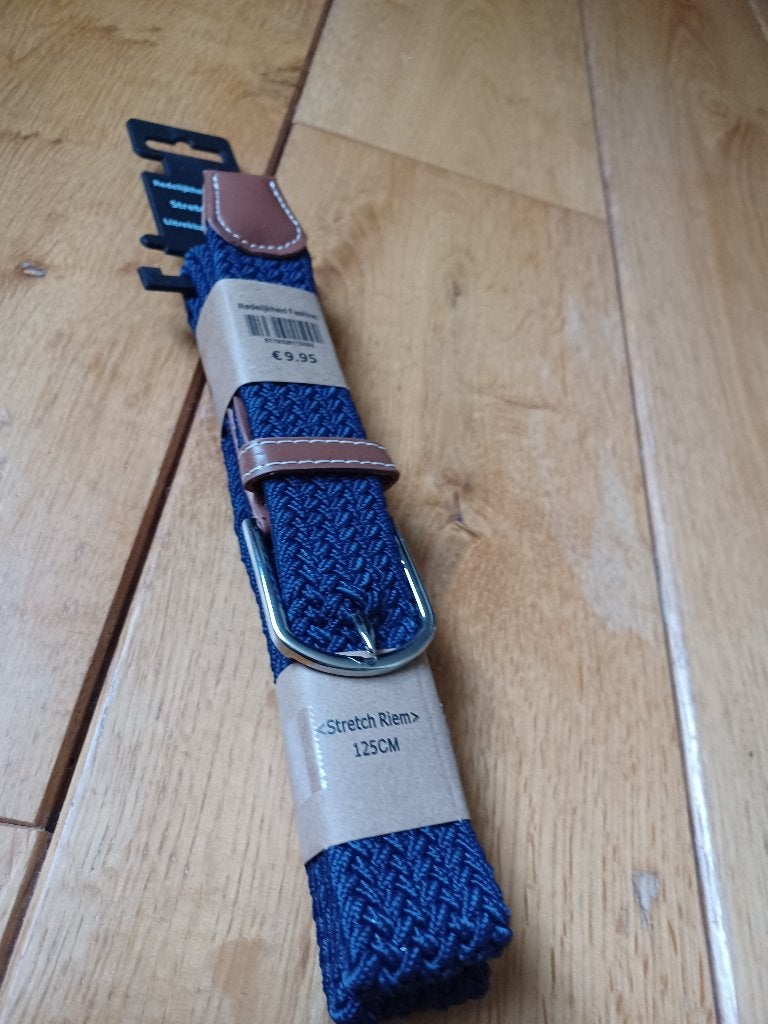 Stretch Geweven Riem Blauw 125cm - nieuw, Overige kleuren, Nieuw, Ophalen of Verzenden, 115 cm of meer