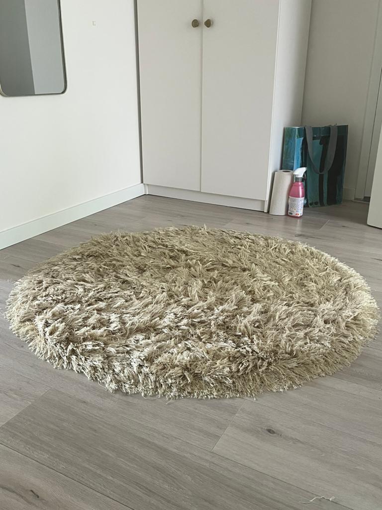 Fluffig Vloerkleed rond 120, Ophalen, Crème, Rond, 100 tot 150 cm