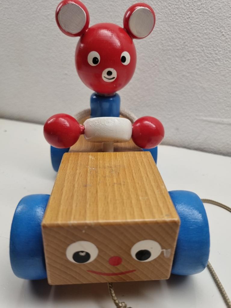 VNT,1940/50,BEER/AUTO TREKFIGUUR, Hout,21cm, Inwst!, Verzamelen, Speelgoed, Zo goed als nieuw, Ophalen of Verzenden