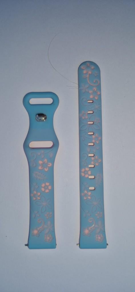 Smartwatchband 16mm Babyblauw/Roze, Overige merken, Bandje, Nieuw, Ophalen of Verzenden