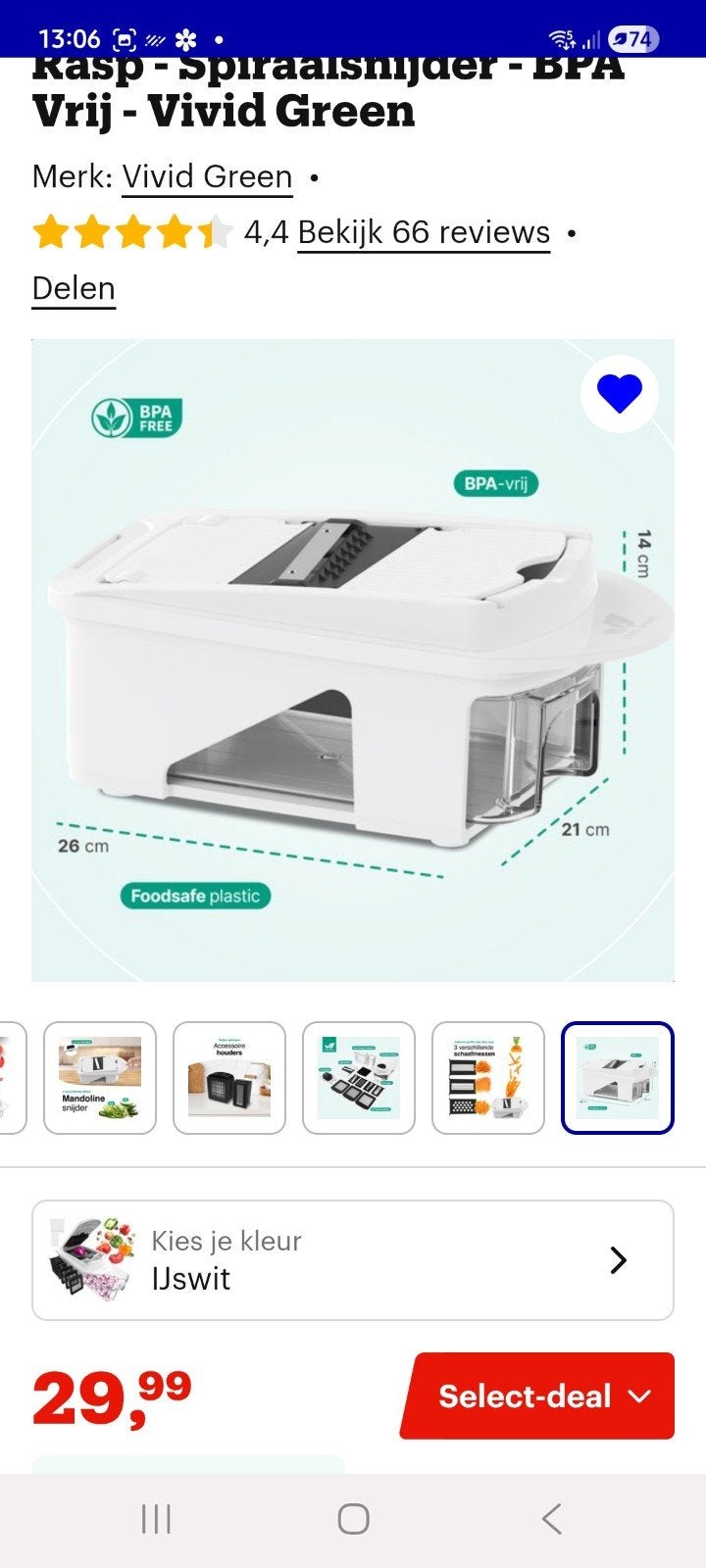 mandoline / groentesnijder, Ophalen, Zo goed als nieuw