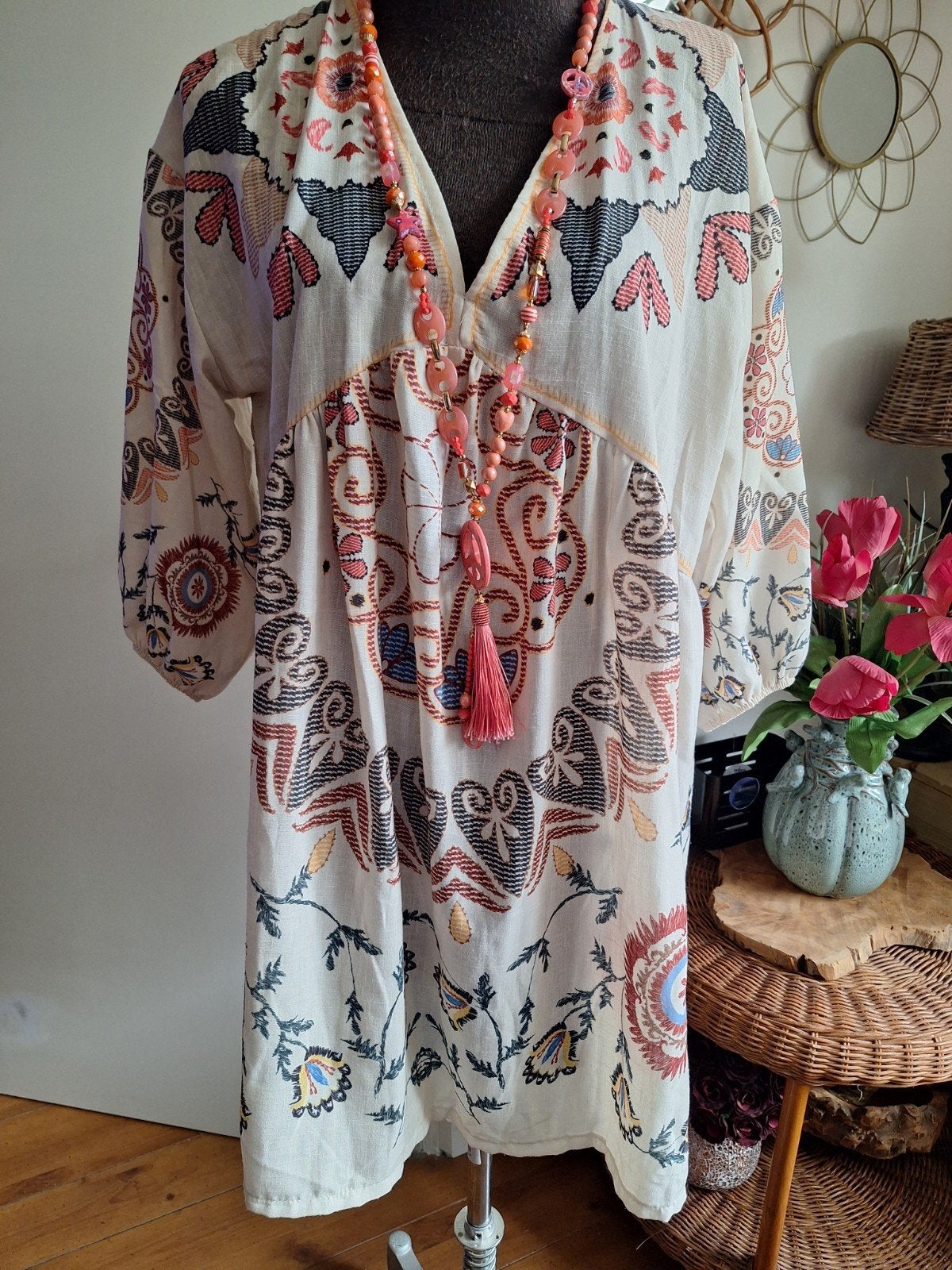 Jurk tuniek maat m l ibiza boho style, Ophalen of Verzenden, Gedragen, Overige kleuren, Boven de knie