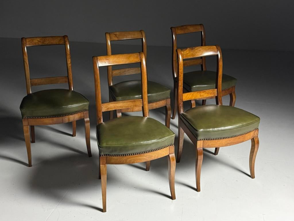 Franse eetkamerstoelen set van 5, Huis en Inrichting, Stoelen, Ophalen, Zo goed als nieuw, Bruin, Vier