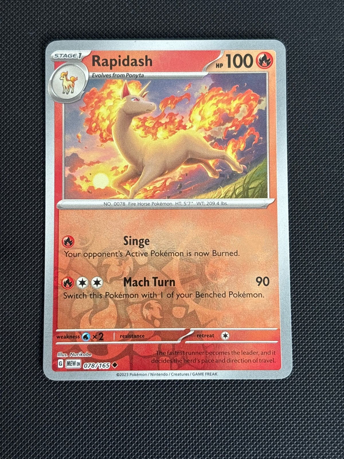 Rapidash 078 Reverse Holo Pokémon Kaart, Ophalen of Verzenden, Zo goed als nieuw, Losse kaart, Foil