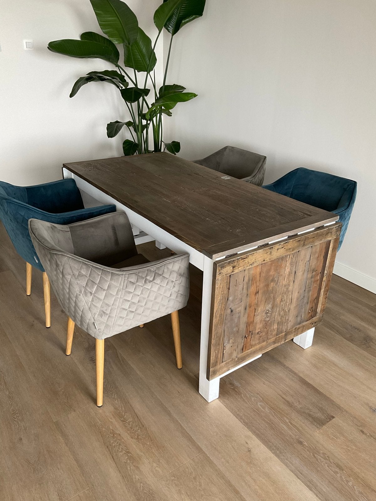 Eettafel van Riviera Maison. Met 4 Rivera Maison stoelen., Huis en Inrichting, Tafels | Eettafels, Gebruikt, 50 tot 100 cm, 150 tot 200 cm