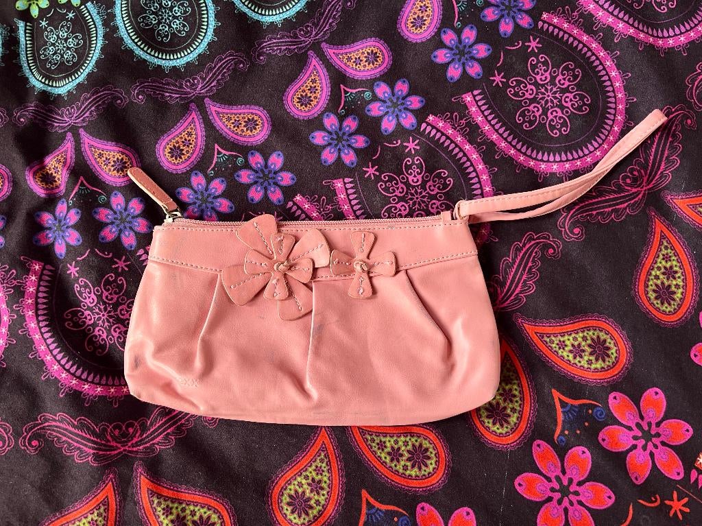 Klein roze tasje met bloemetjes nu voor 3,50€, Ophalen of Verzenden, Zo goed als nieuw, Roze, Handtas