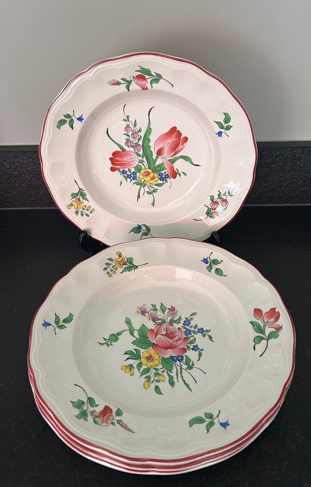France servies Luneville 4 soepborden diameter 25 cm, Ophalen of Verzenden