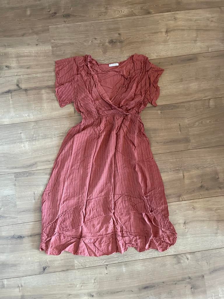 Zomerjurk 100% Viscose - italiaanse boetiek, Ophalen of Verzenden, Knielengte, Roze, Maat 36 (S)