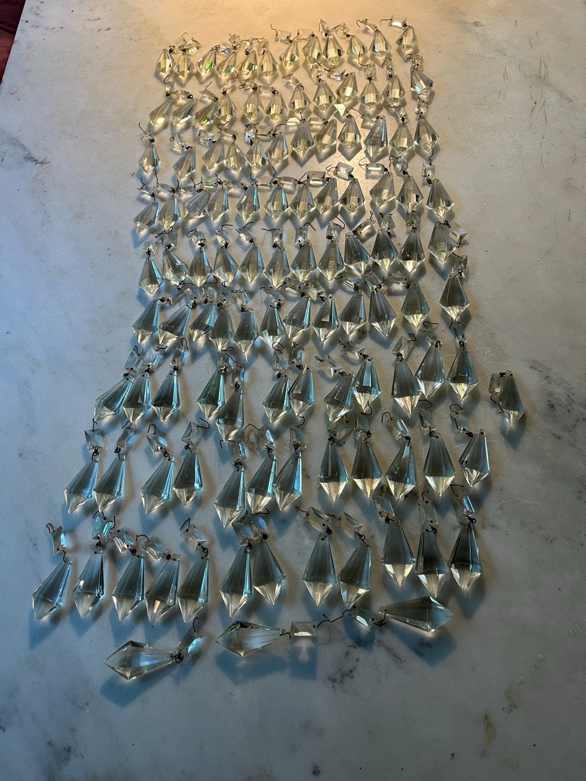 112 Vintage Kroonluchter Pegels met Bovenkraaltjes, Ophalen of Verzenden