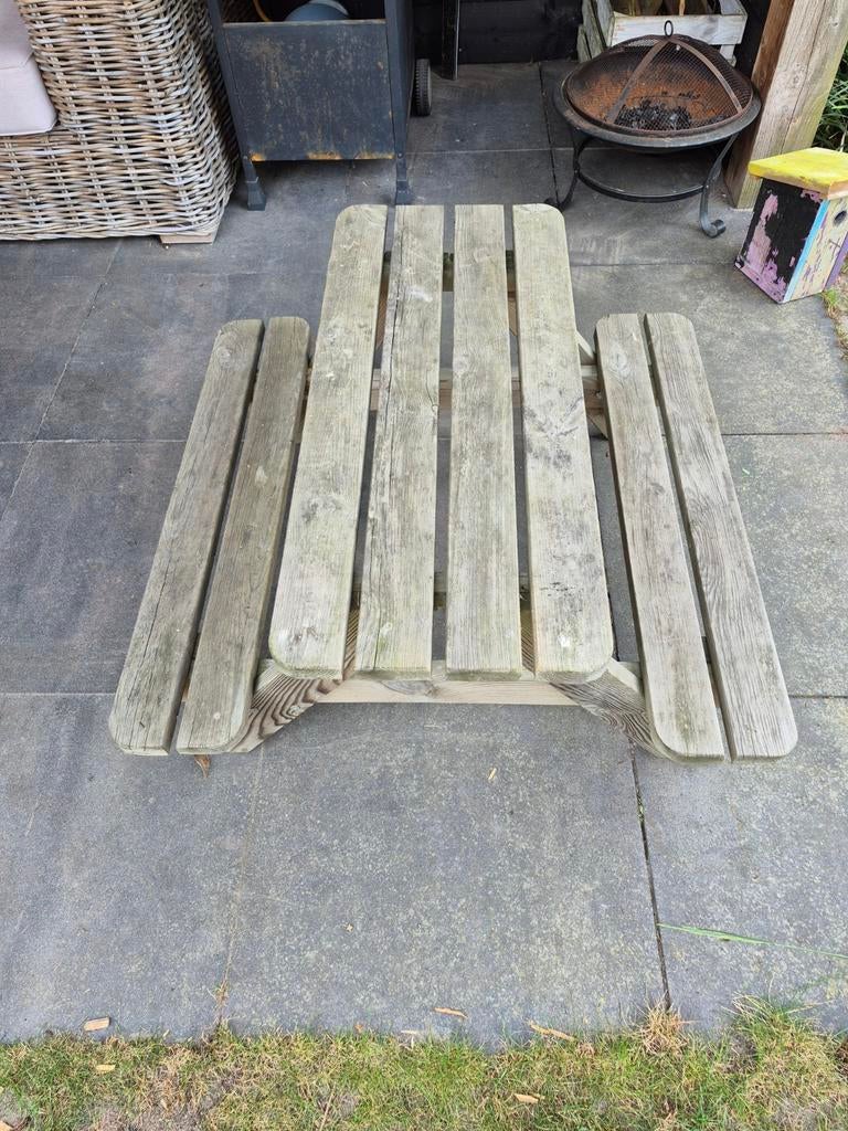 Houten kinderpicknicktafel, Tuin en Terras, Picknicktafels, Gebruikt, Rechthoekig, Hout, Ophalen