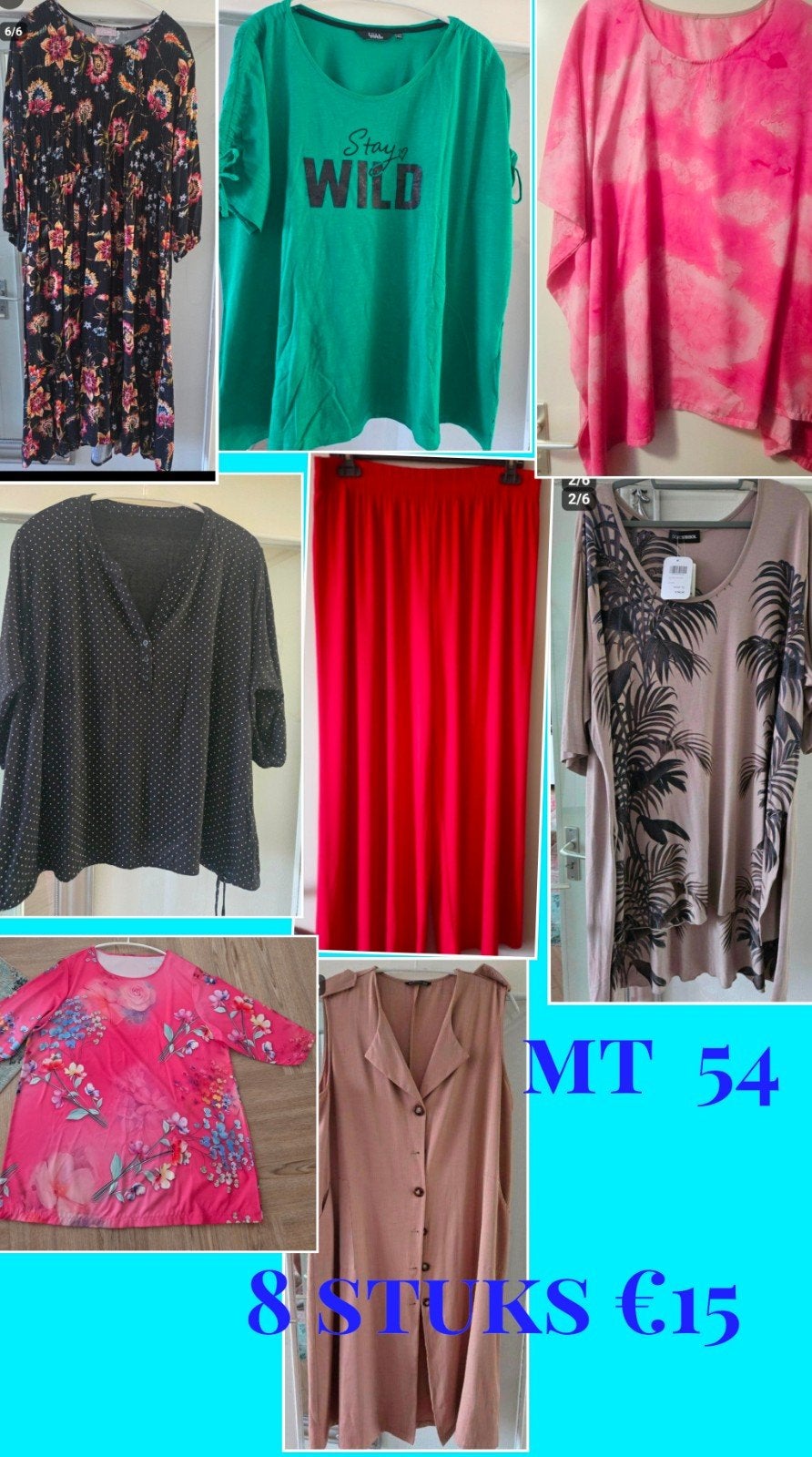 mt 54 uitverkoop 8 stuks voor 15 euro, Verzenden, Zo goed als nieuw, Zwart, Blouse of Tuniek