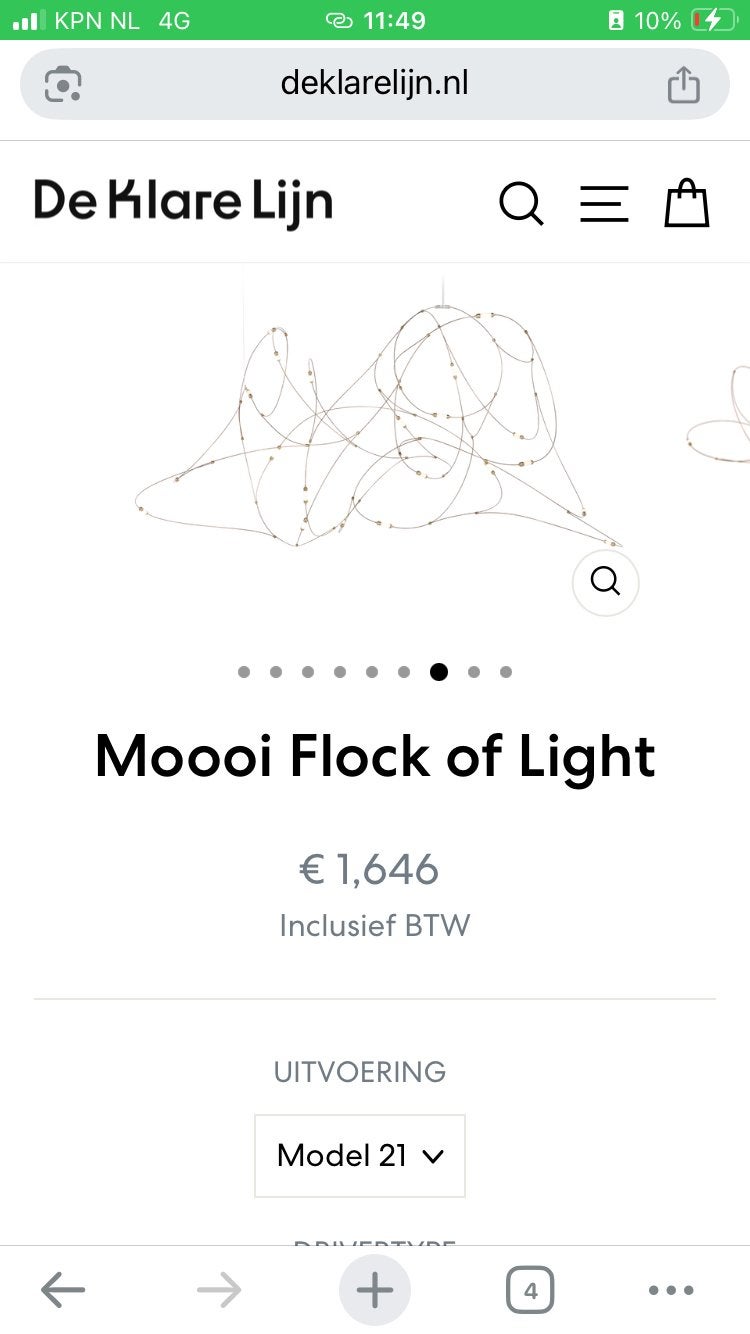 Moooi Flock of Light Model 21 Design Hanglamp, Ophalen, Zo goed als nieuw, Metaal, Overige fittingen