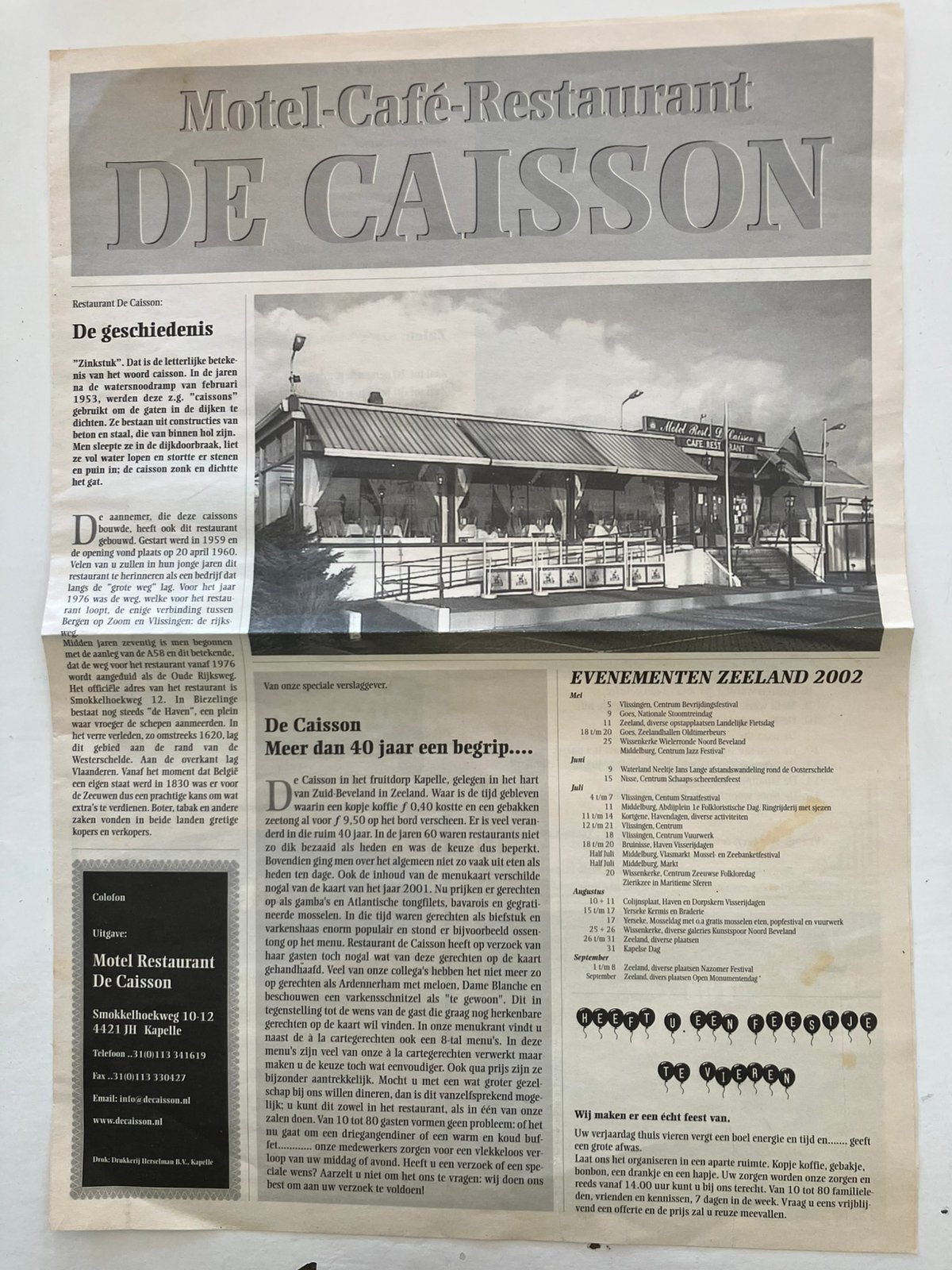 “De Caisson” Kapelle , Zuid Beveland Zeeland, Ophalen of Verzenden, 1940 tot 1960, Nederland, Krant