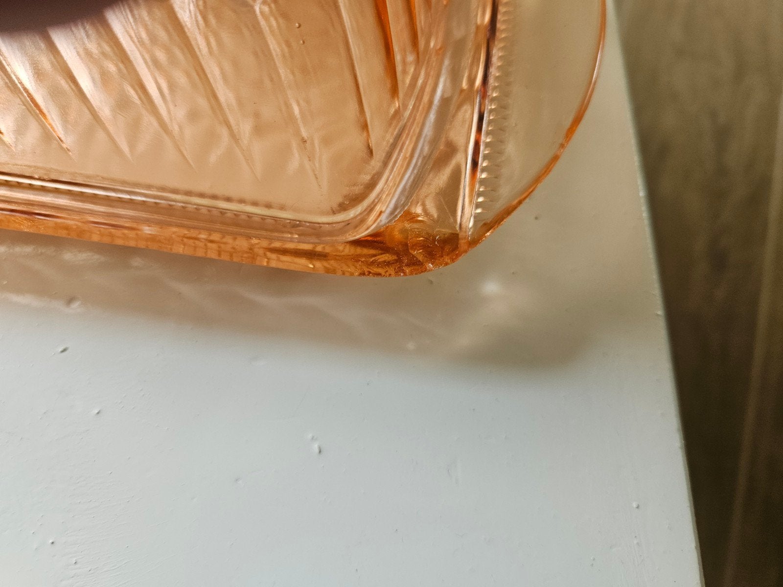 Vintage Roze Glazen Botervloot met Patroon, Ophalen of Verzenden
