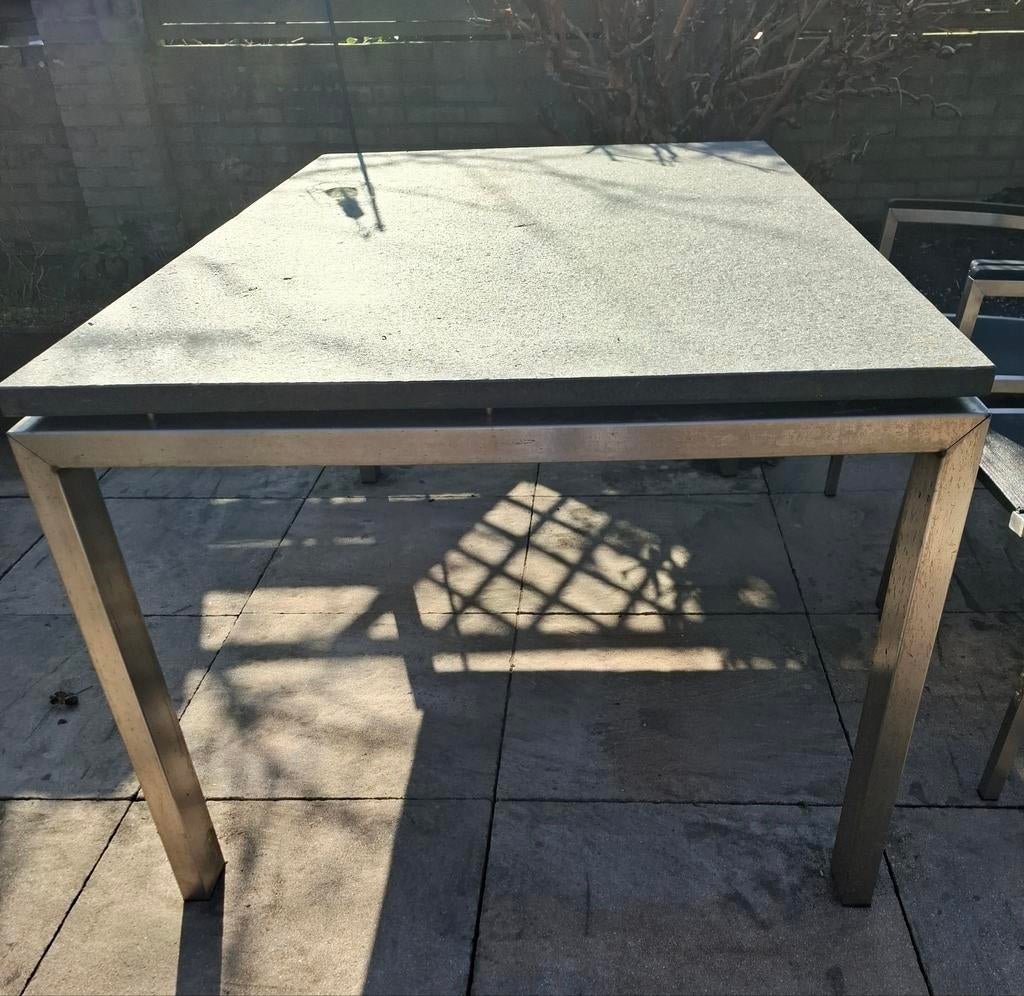 Tuintafel met hardstenen blad en RVS onderstel 160x100cm, Tuin en Terras, Tuintafels, Ophalen
