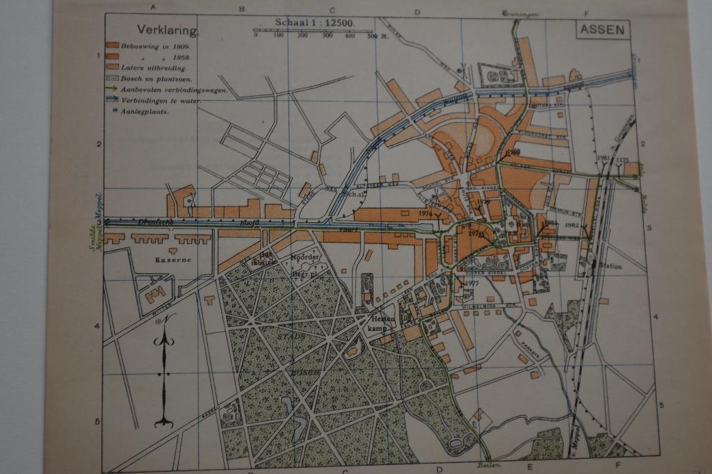 ASSEN PLATTEGROND CHROMOLITHO ANWB 1901-1920 E85, Gelezen, ANWB, Verzenden, Nederland