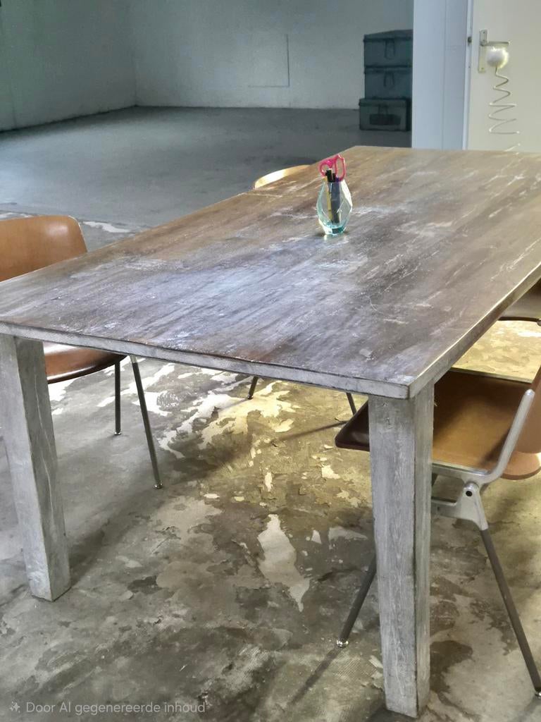 Teak eettafel en sidetable groot, Huis en Inrichting, 100 tot 150 cm, Teakhout, 200 cm of meer, Ophalen of Verzenden
