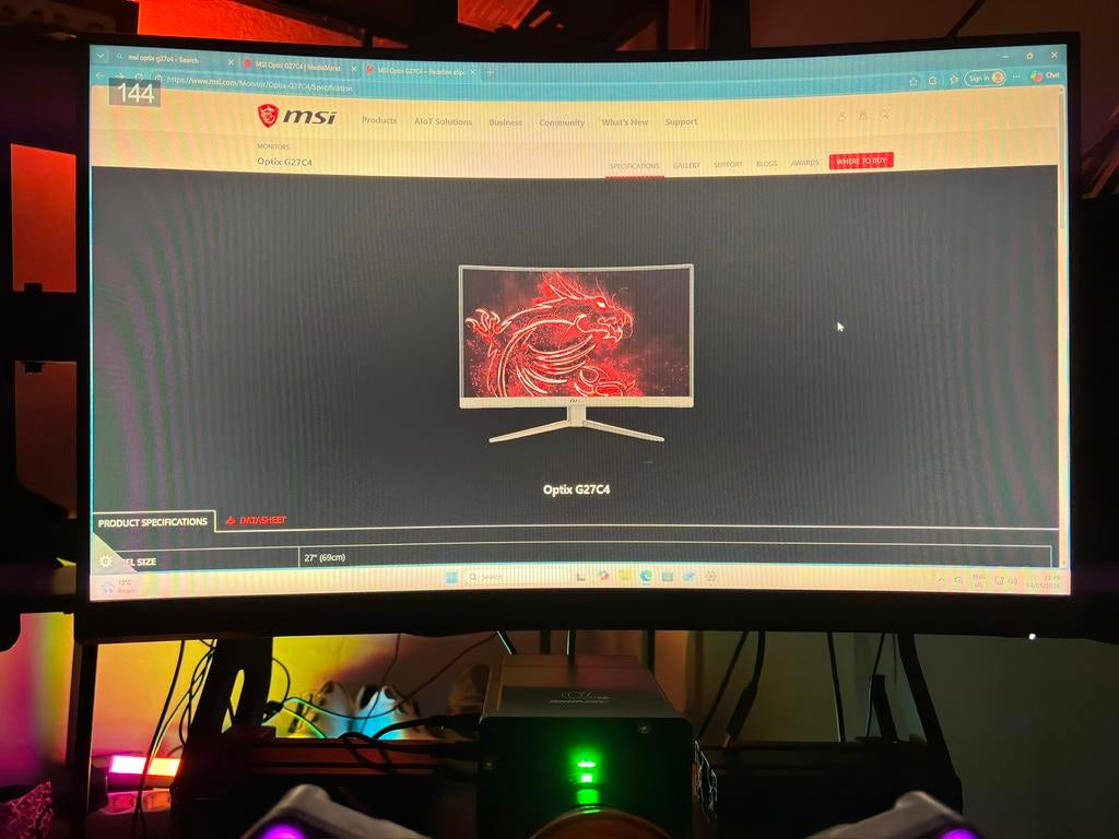 MSI OPTIX G27C4 165 Hz, Computers en Software, Monitoren, Zo goed als nieuw, 151 t/m 200 Hz, HDMI, IPS, Full HD, Minder dan 1 ms