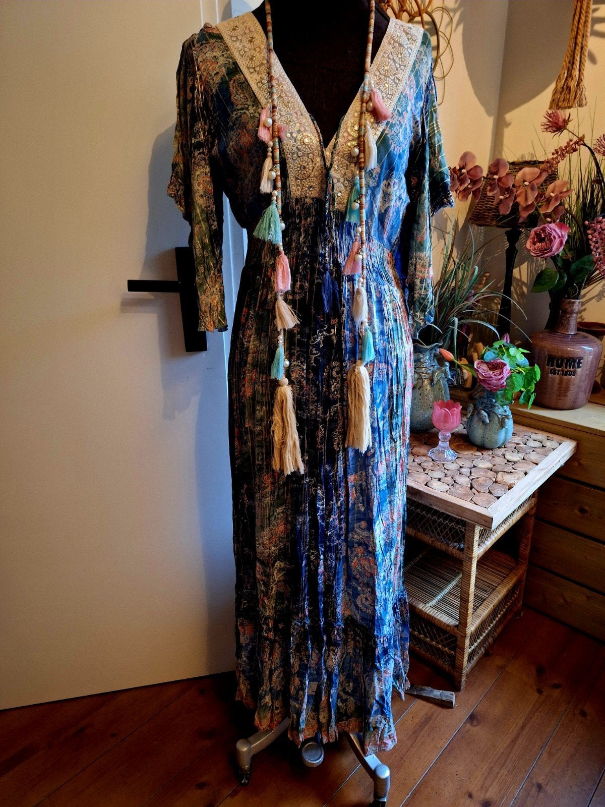 Jurk maat m l ibiza boho style  lang, Overige kleuren, Maat 42/44 (L), Ophalen of Verzenden, Zo goed als nieuw