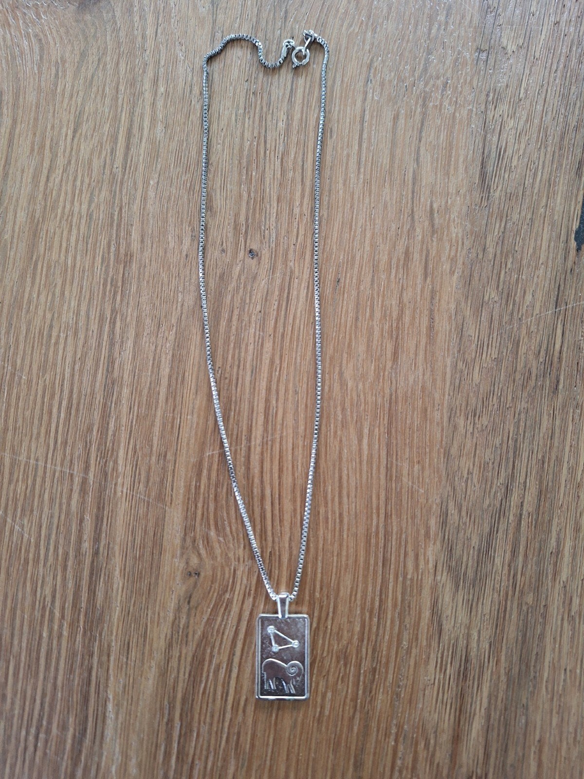 Zilveren ketting met sterrenbeeld Ram, Met hanger, Gebruikt, Ophalen of Verzenden, Zilver