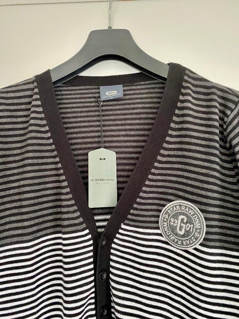 E854 Nieuw: G-Star: maat S=46 fijn-gebreid vest trui zwart, Kleding | Heren, Truien en Vesten, Zwart, Nieuw, Ophalen of Verzenden