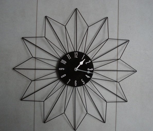 Zgan moderne zwart metalen wandklok klok diameter 50 cm, Wandklok, Stil uurwerk, Analoog, Ophalen of Verzenden