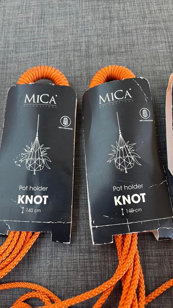 GEKNOOPTE POTTENHANGER MICA KLEUR ORANJE 4 stuks, Maat XL, Ophalen of Verzenden, Zo goed als nieuw, Overige