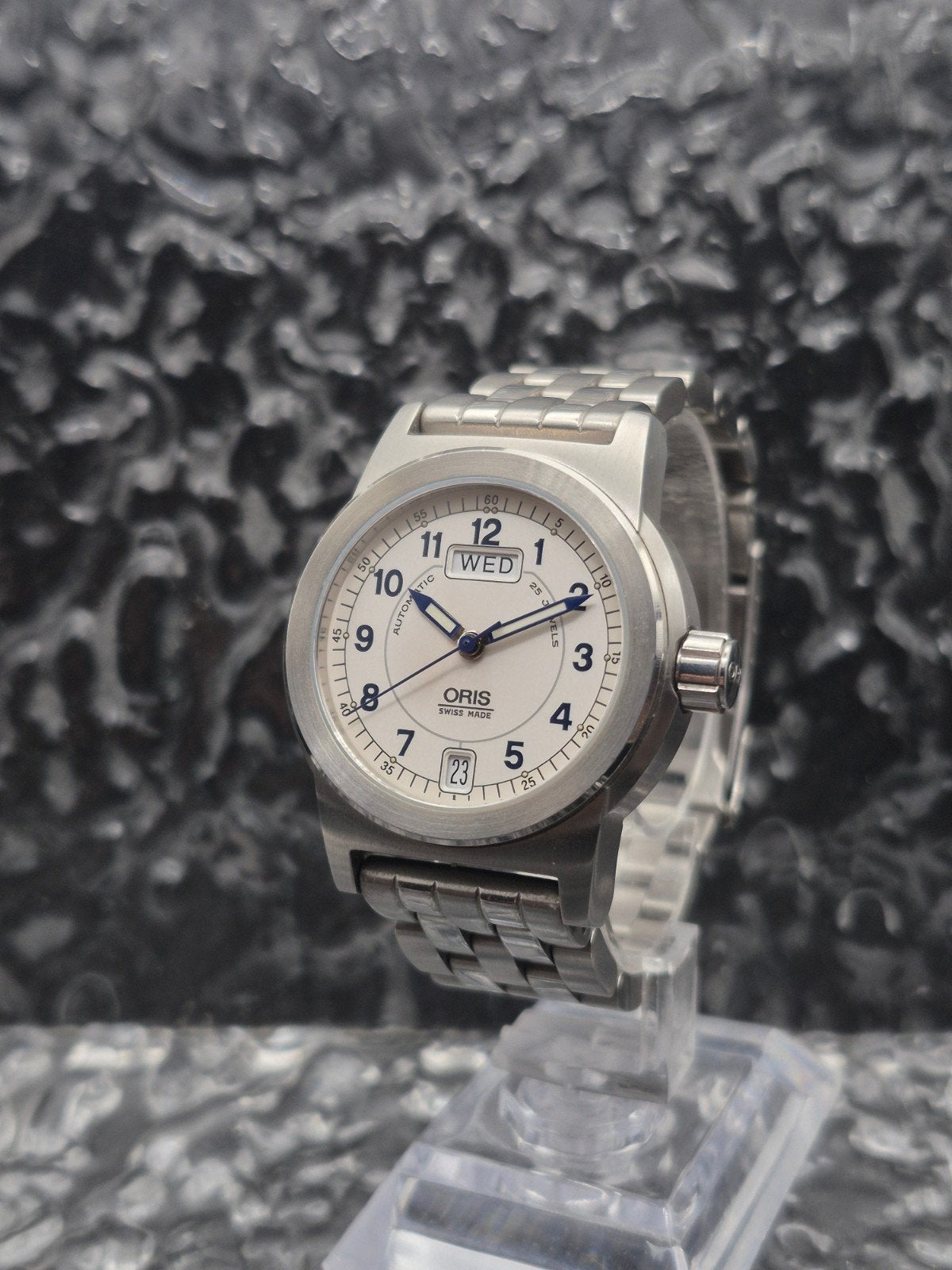 Oris BC3 Day Date Ref. 7501 Witte Plaat Automaat 34mm Swiss, IOS, Ribigasse 1, 4434 Hölstein, Zwitserland, Ophalen of Verzenden
