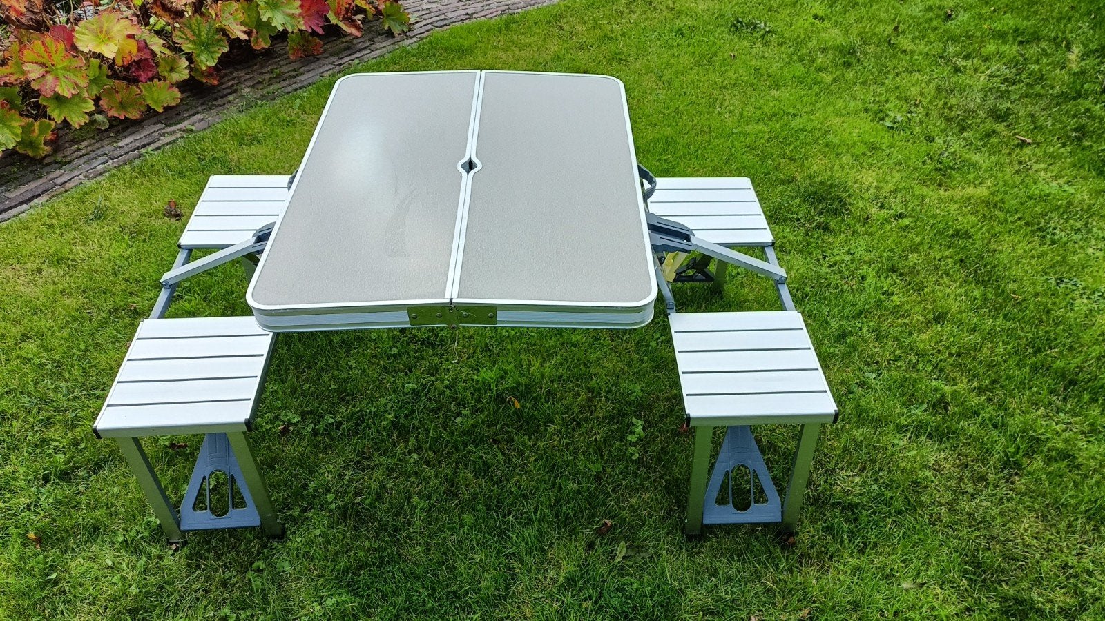 Opvouwbare picknicktafel met 4 zitplaatsen, Caravans en Kamperen, Ophalen, Gebruikt