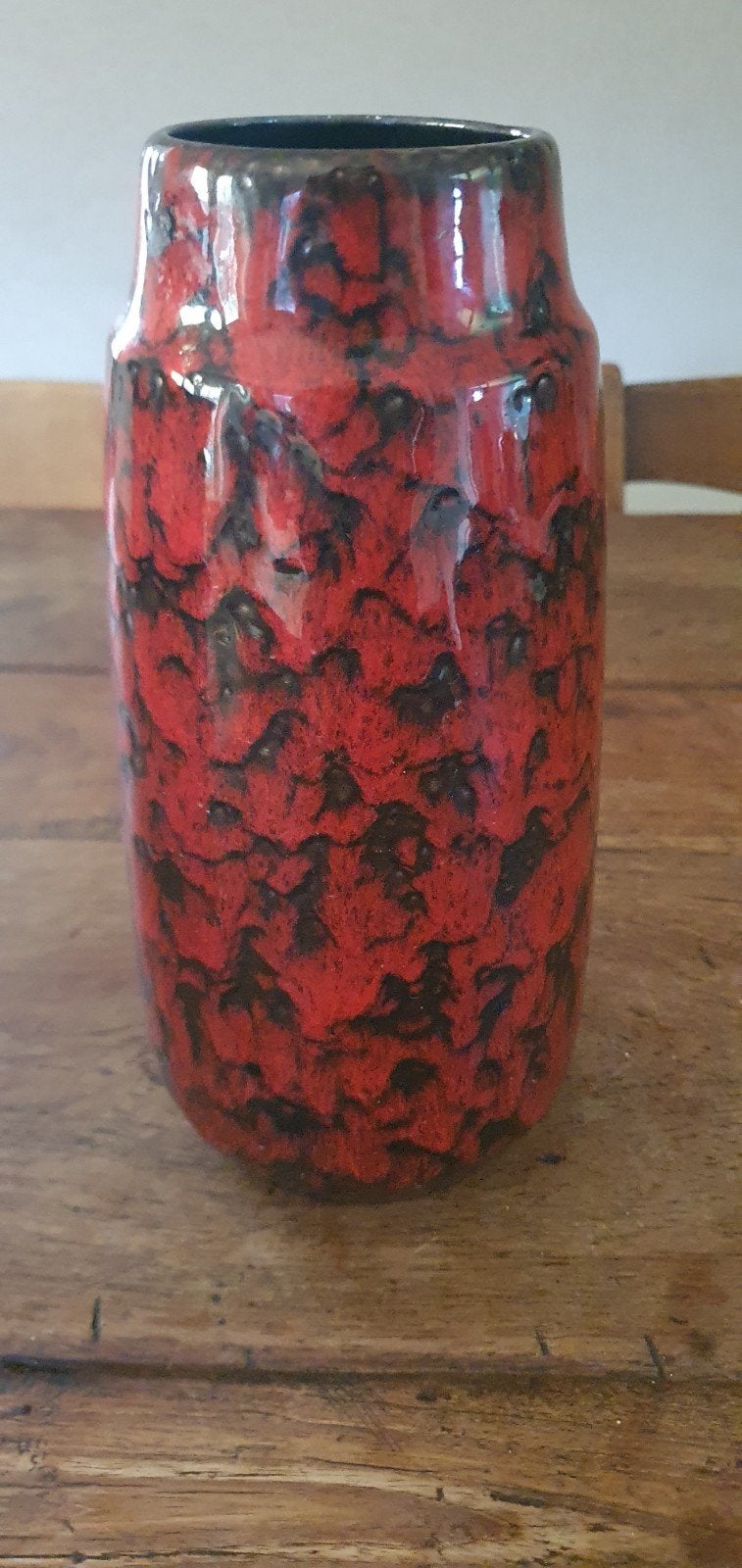 Vintage West-Germany Scheurich fatlava vaas rood  203-26, Ophalen of Verzenden, Huis en Inrichting