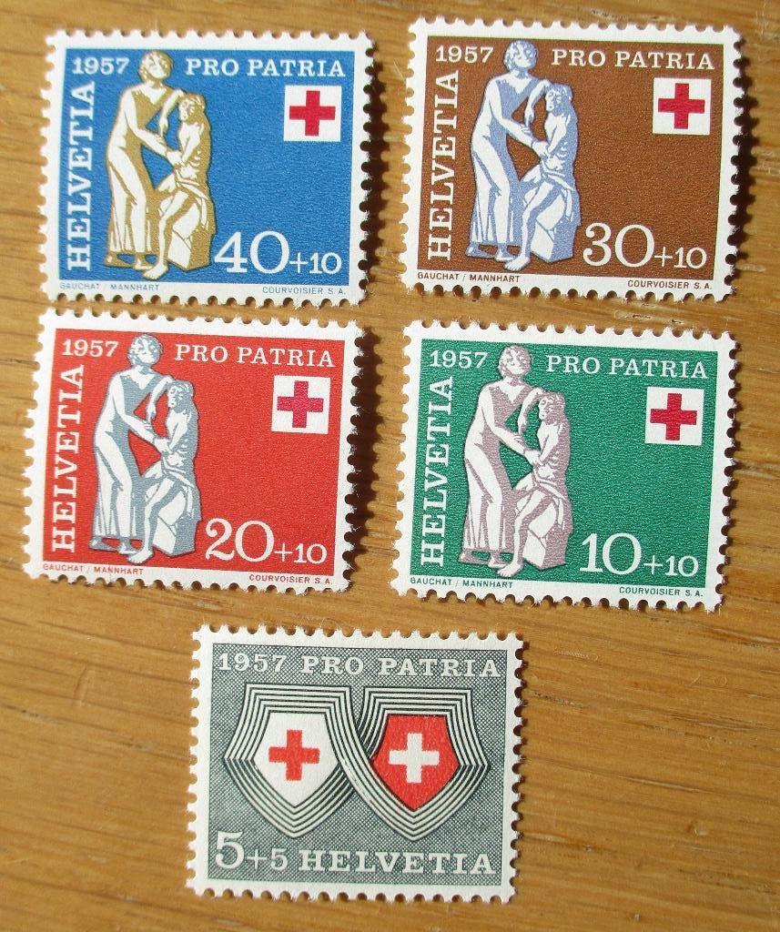 Zwitserland, serie Pro Patria Rode Kruis, 1957, Postzegels en Munten, Verzenden, Postfris
