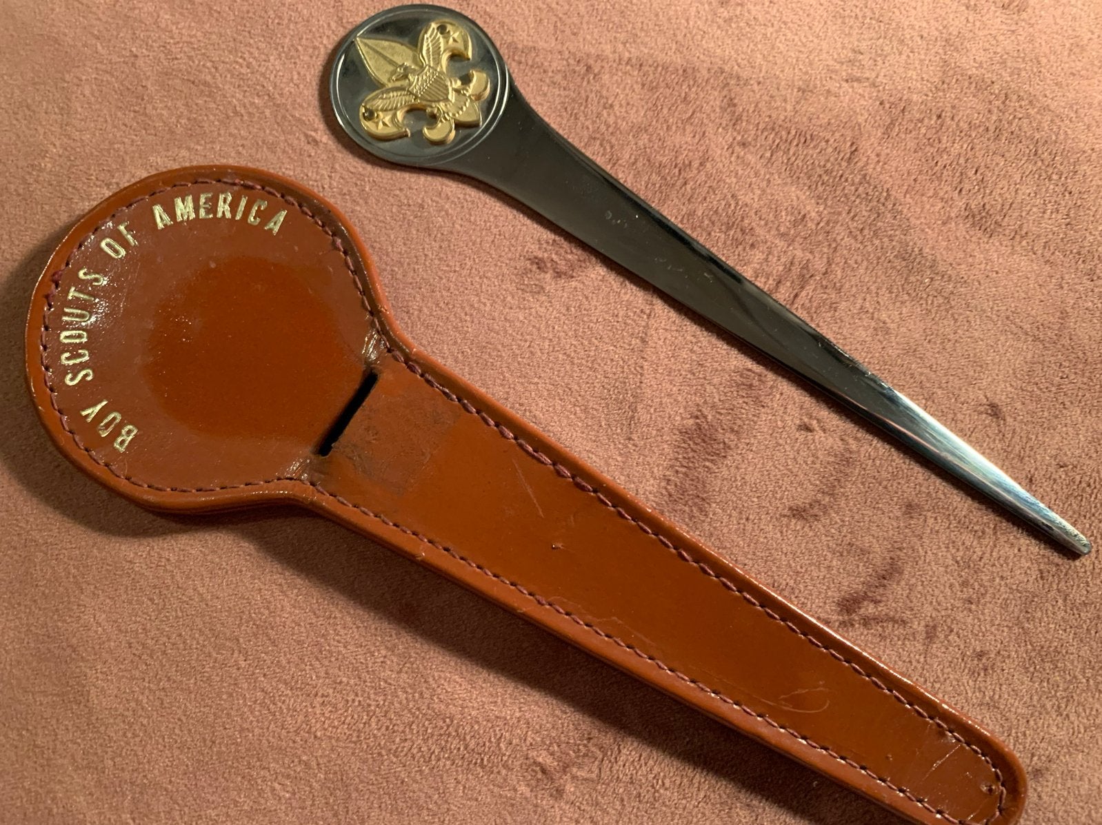 Vintage Scouting Briefopener met Leren Hoes - Boy Scouts of, Verzamelen, Ophalen of Verzenden, Gebruikt, Overige typen