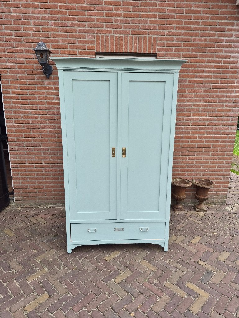 Brocante Kast in de Krijtverf met Lade en Planken, Ophalen of Verzenden