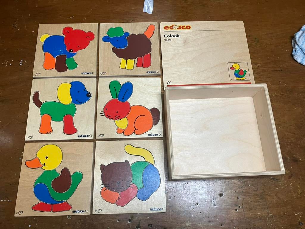 Educo colodie 522.040 puzzels hout houten dieren kleuren, Kinderen en Baby's, Speelgoed | Houten speelgoed, Ophalen of Verzenden