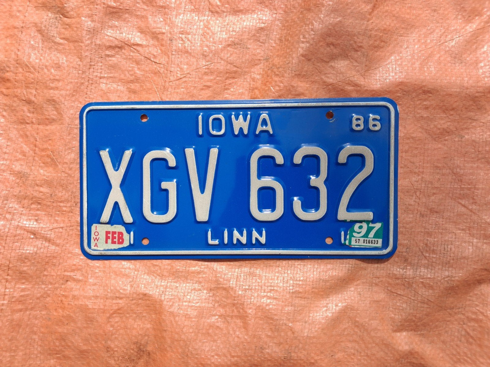 orginele Amerikaanse  KENTEKENPLAAT / NUMMERPLAAT  IOWA  USA, Ophalen of Verzenden, Gebruikt, Auto's