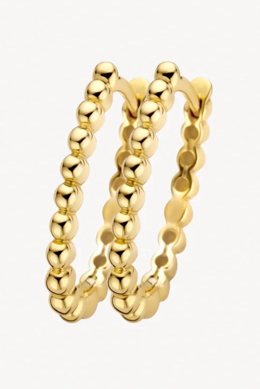 Geelgouden Klapoorringen Ovaal met Bolletjes, Ophalen of Verzenden, Nieuw, Goud, Hangers