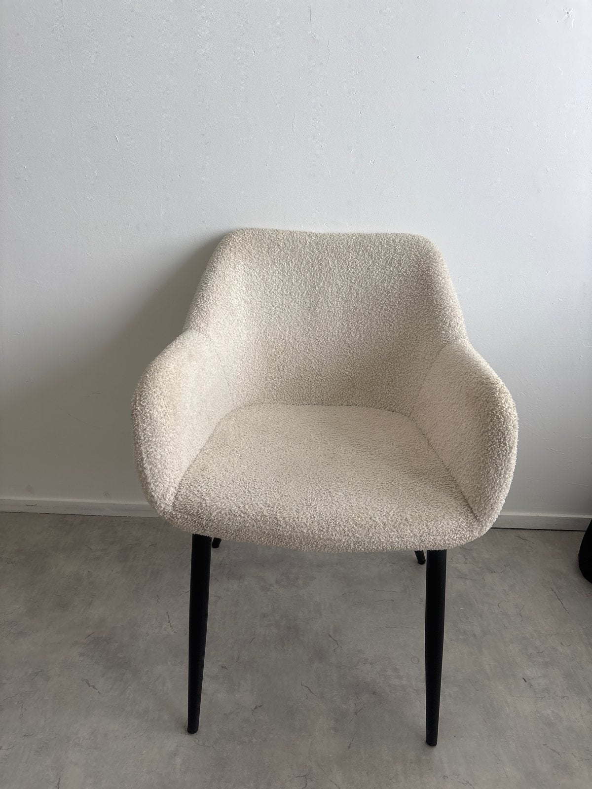 Comfortabele Bouclé Stoel - Crème/Wit, Ophalen, Wit, Zo goed als nieuw, Eén