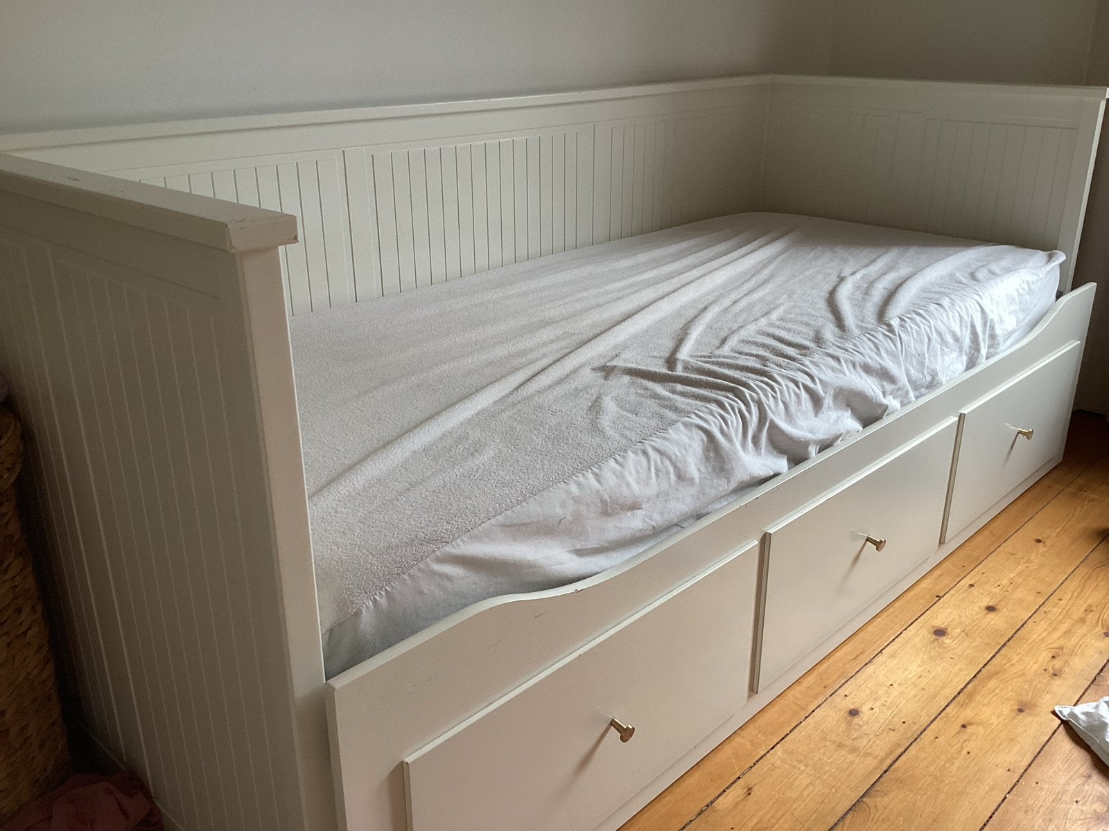 IKEA Hemnes bedbank uitschuifbaar met 3 lades, Ophalen, Eenpersoons, Wit, 80 cm