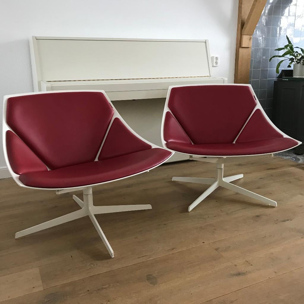 6 Fritz Hansen Space Lounge Chair fauteuil stoel leer, Ophalen of Verzenden, Zo goed als nieuw, 50 tot 75 cm, Leer