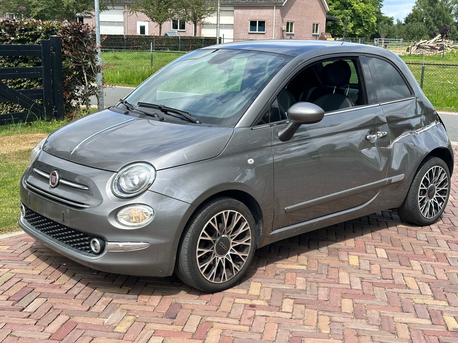 Fiat 500 lounge hybrid 03-2021 , 71000km, ex bpm, schade., Ophalen, Handgeschakeld, Hybride Elektrisch/Benzine, Zilver of Grijs
