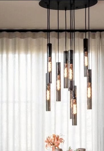 Maretti Icon 9-lichts design hanglamp Smoke, Huis en Inrichting, Ophalen, Zo goed als nieuw, Glas, Modern design